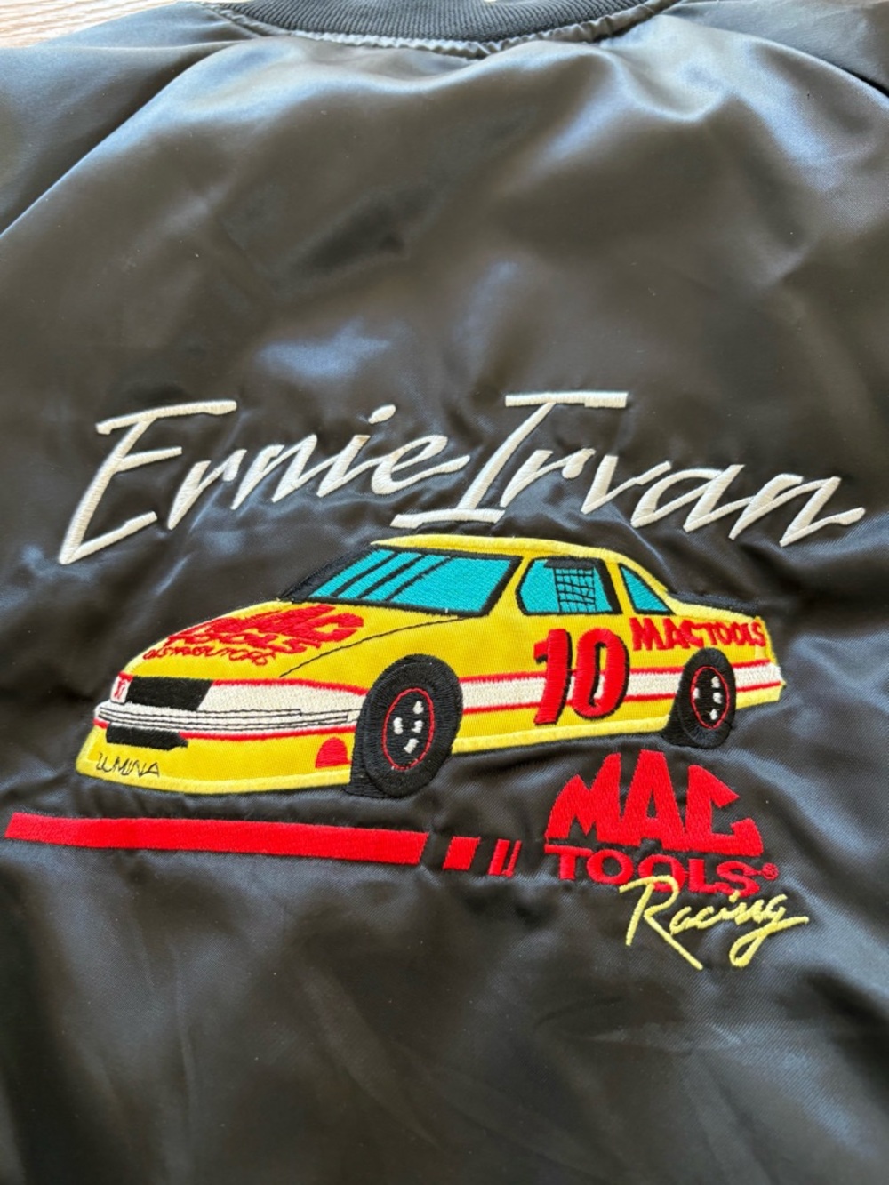 Vintage Mac Tools NASCAR Racing Satin Bomber Jacket 90s Size L Made in USA